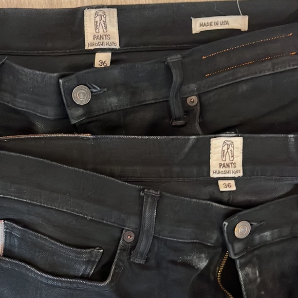 2 PAIRS of HIROSHI KATO “the Pen” Slim Jeans. Black raw denim 10.5 oz. Size 36 - Picture 2 of 4